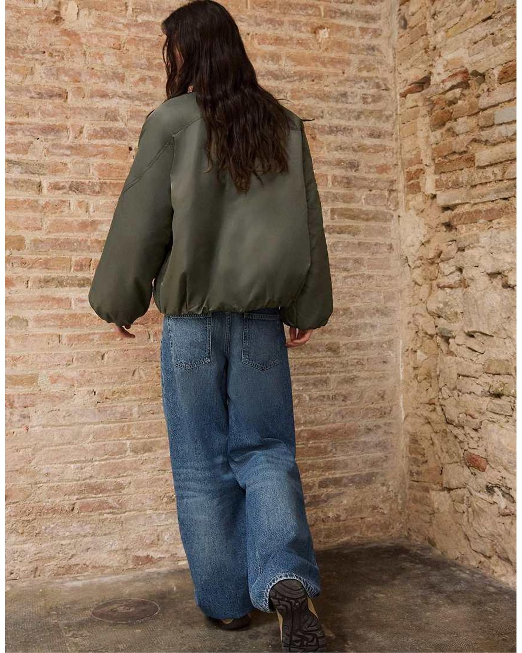 Stradivarius Brown Oversize Bomber Jacket