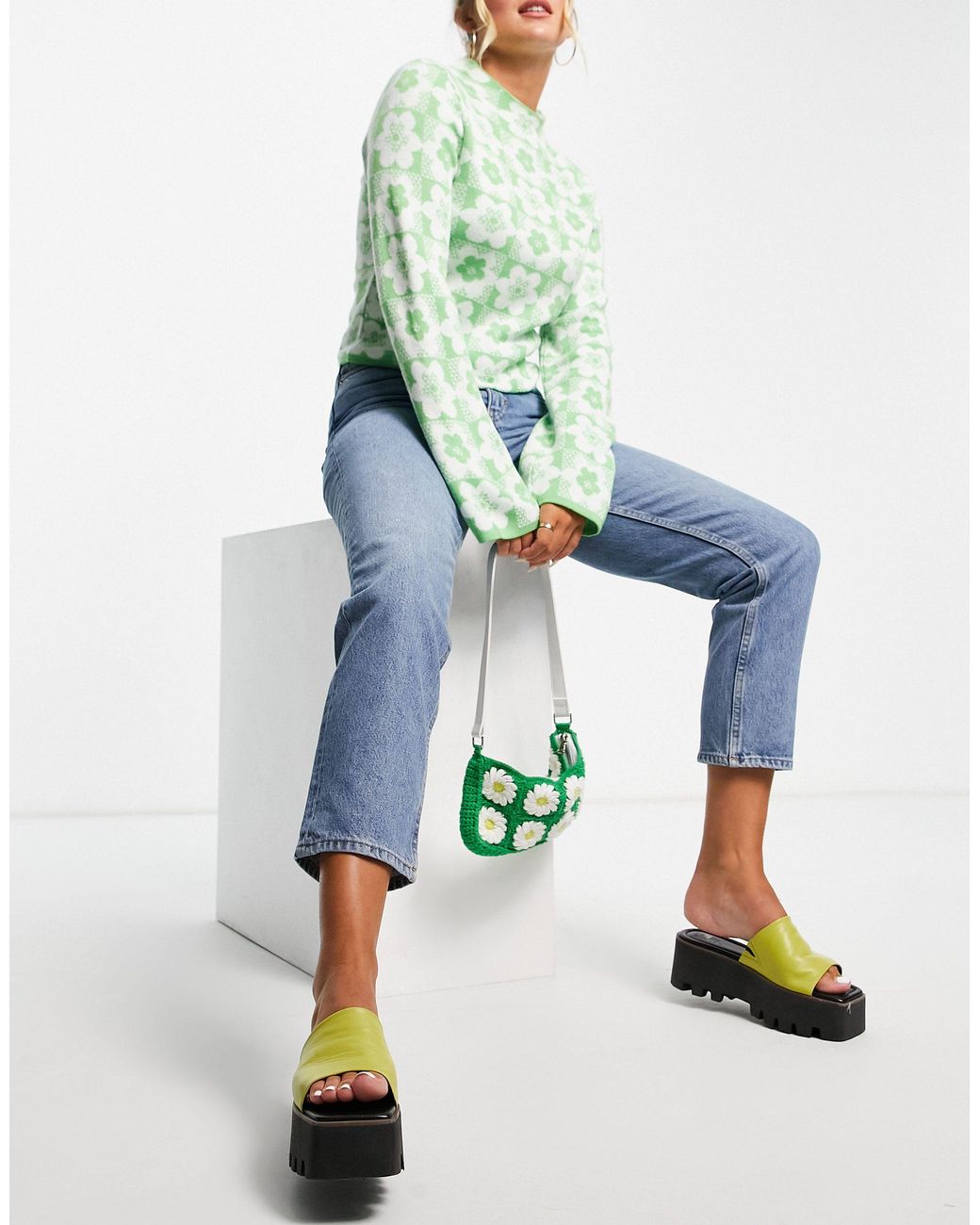 Monki Denim Taiki Cotton High Waist Mom 