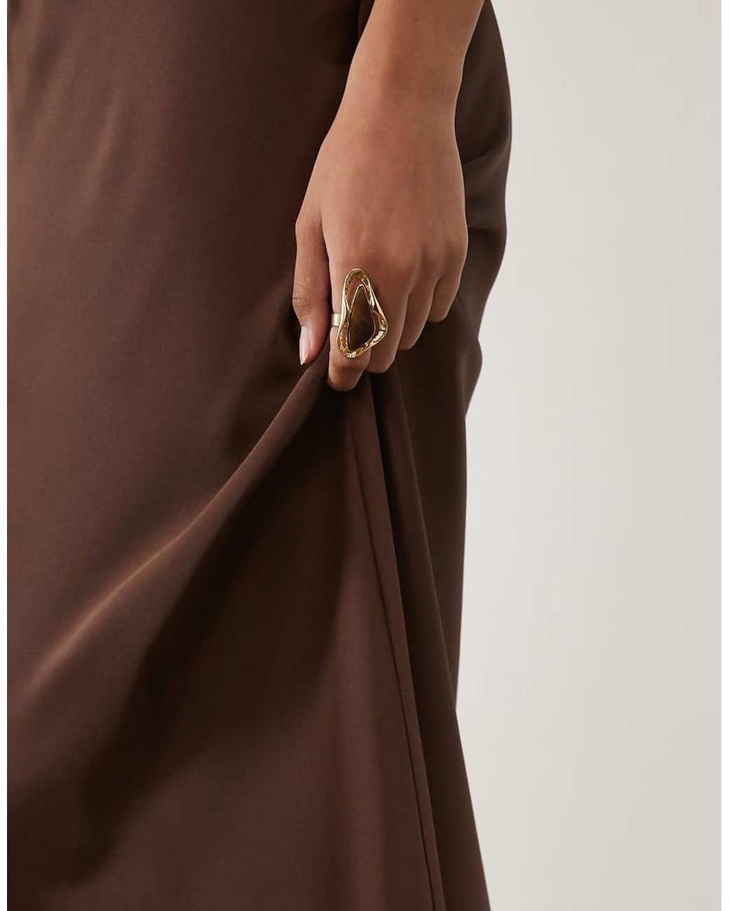 New Look Natural Satin Bias Maxi Skirt