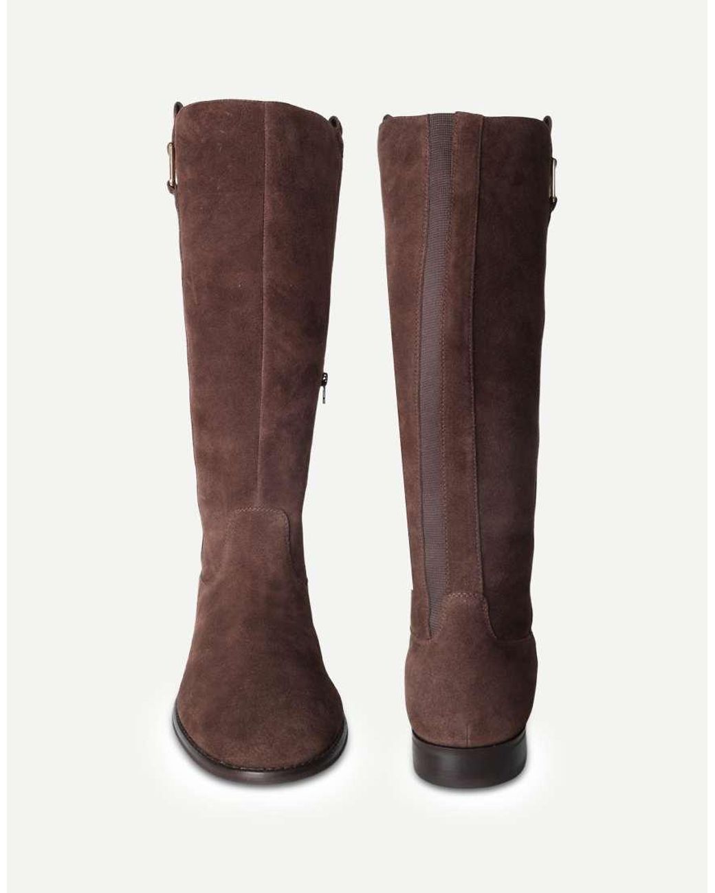 OFF THE HOOK Brown Marie Suede Knee High Riding Boots