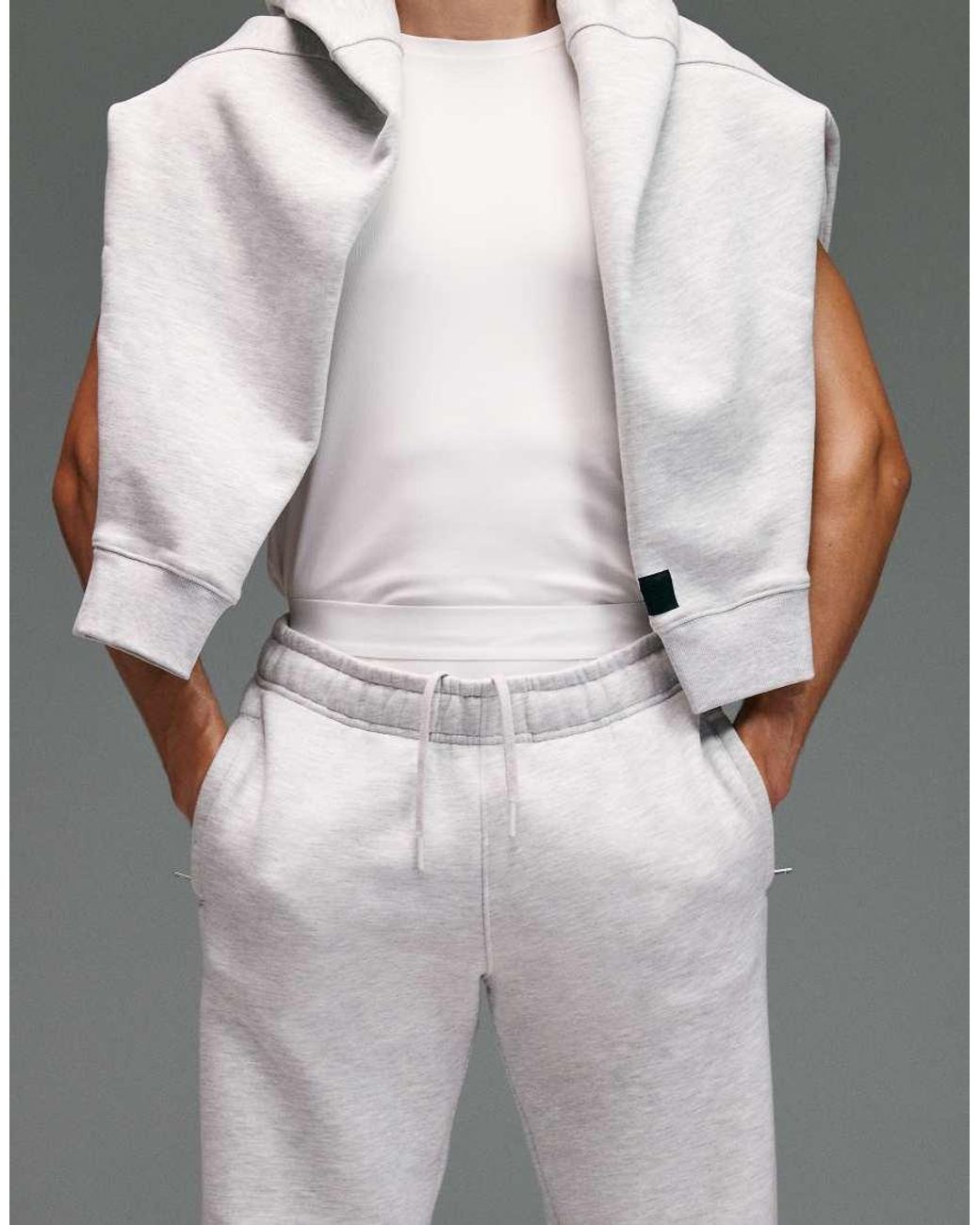4505 Gray Icon Rest Day Heavyweight 440gsm Cotton Cuffed Sweatpants With Zip Pockets for men