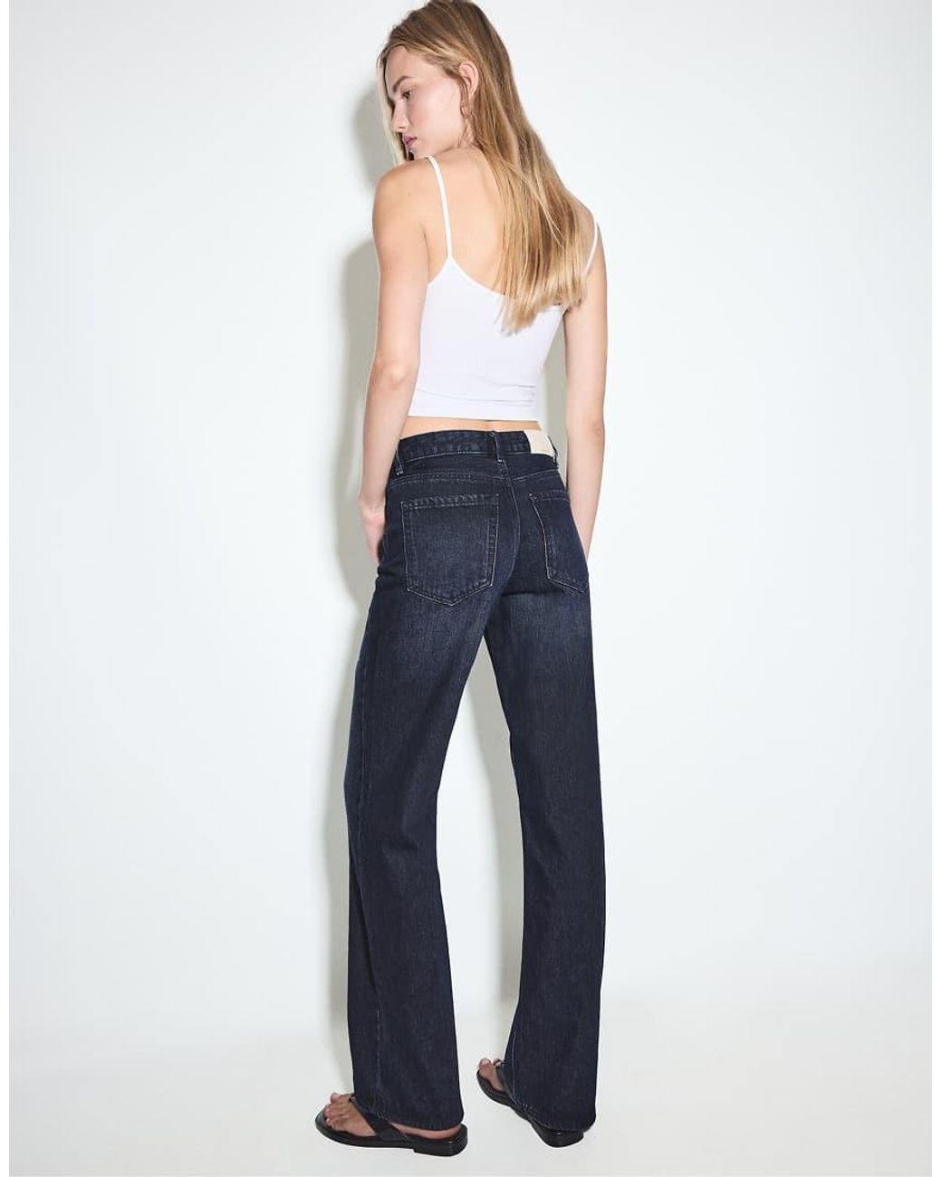 Stradivarius Blue Petite D92 Straight-Wide Jeans