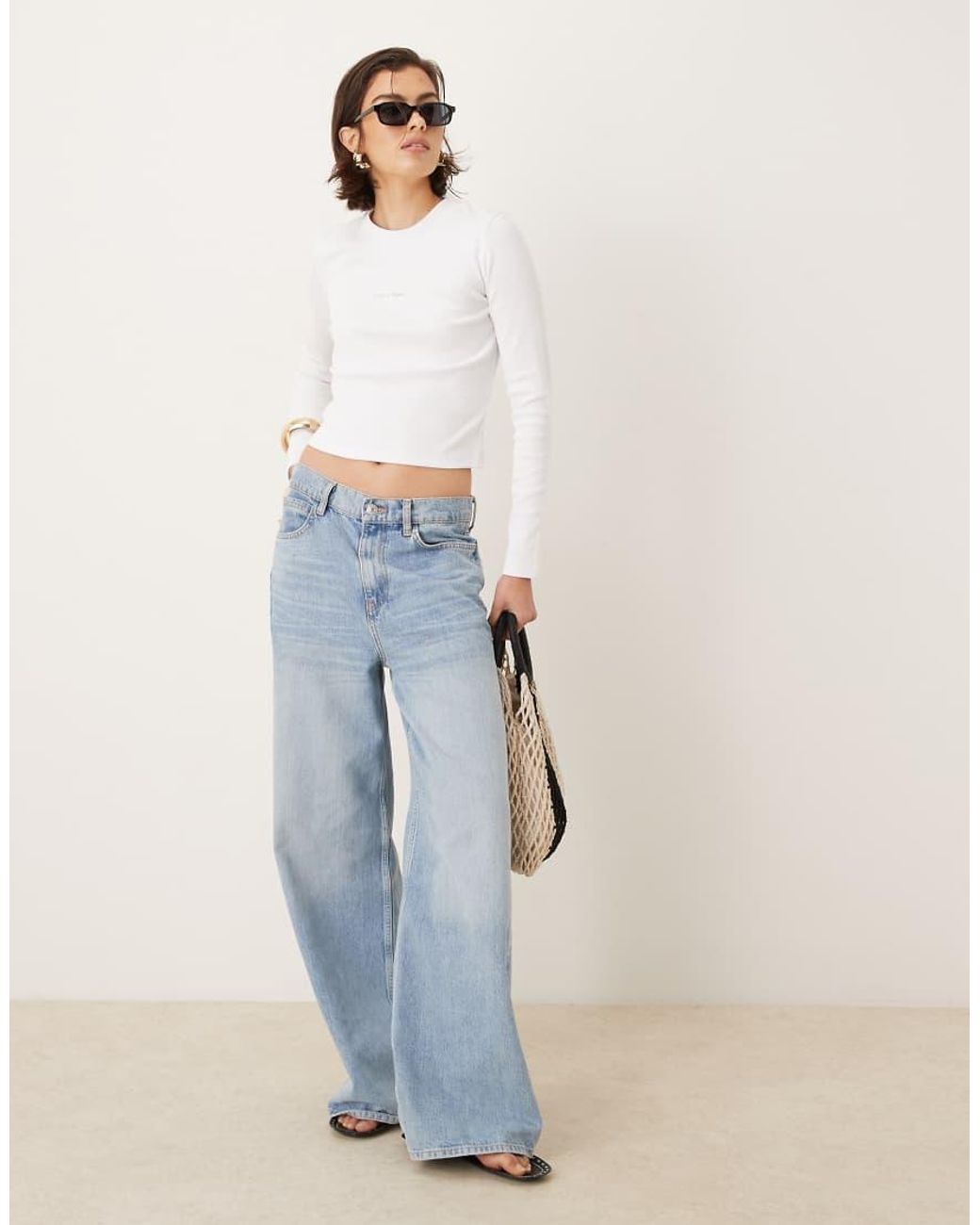 Calvin Klein White Monogram Logo Long Sleeve Top