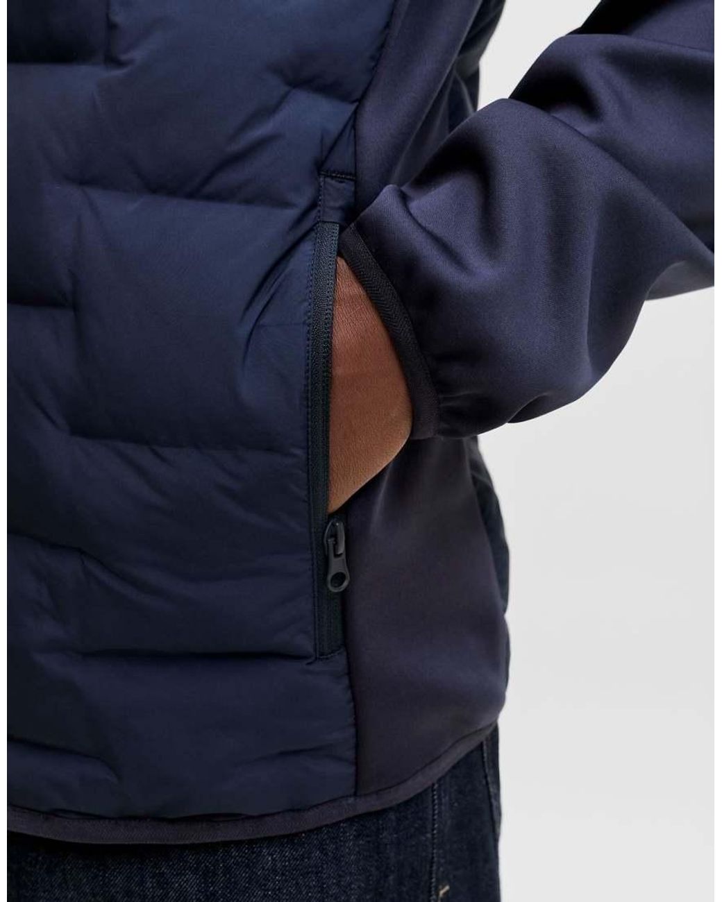 Jack & Jones Blue Perfect Short Padded Hybrid Hooded Jacket for men