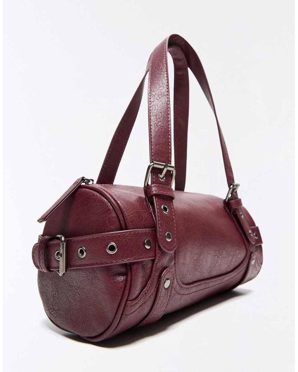 Bershka Purple Studded Barrel Bag