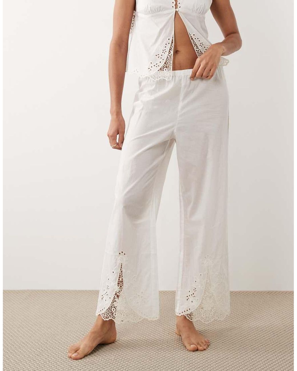 Abercrombie & Fitch Natural Bridal Wide Leg Pyjama Bottom Co-ord
