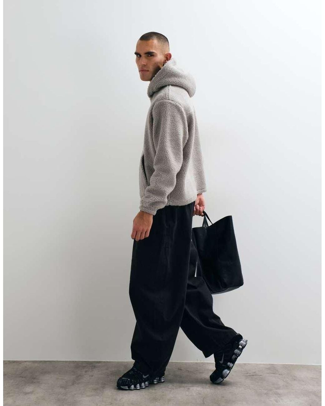 ASOS Gray Relaxed Borg Hoodie for men