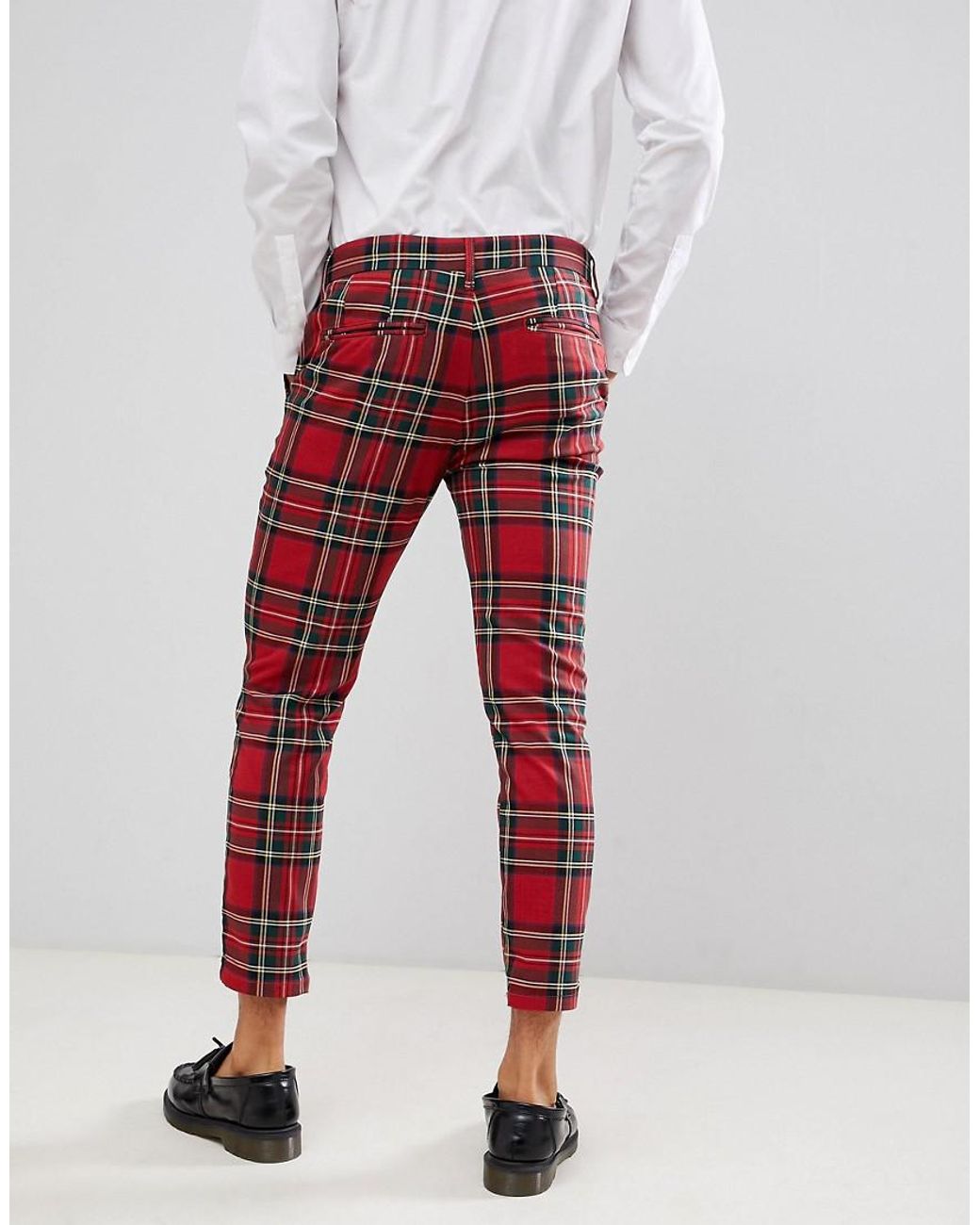 Pull\u0026Bear Denim Tailored Pant In Red 