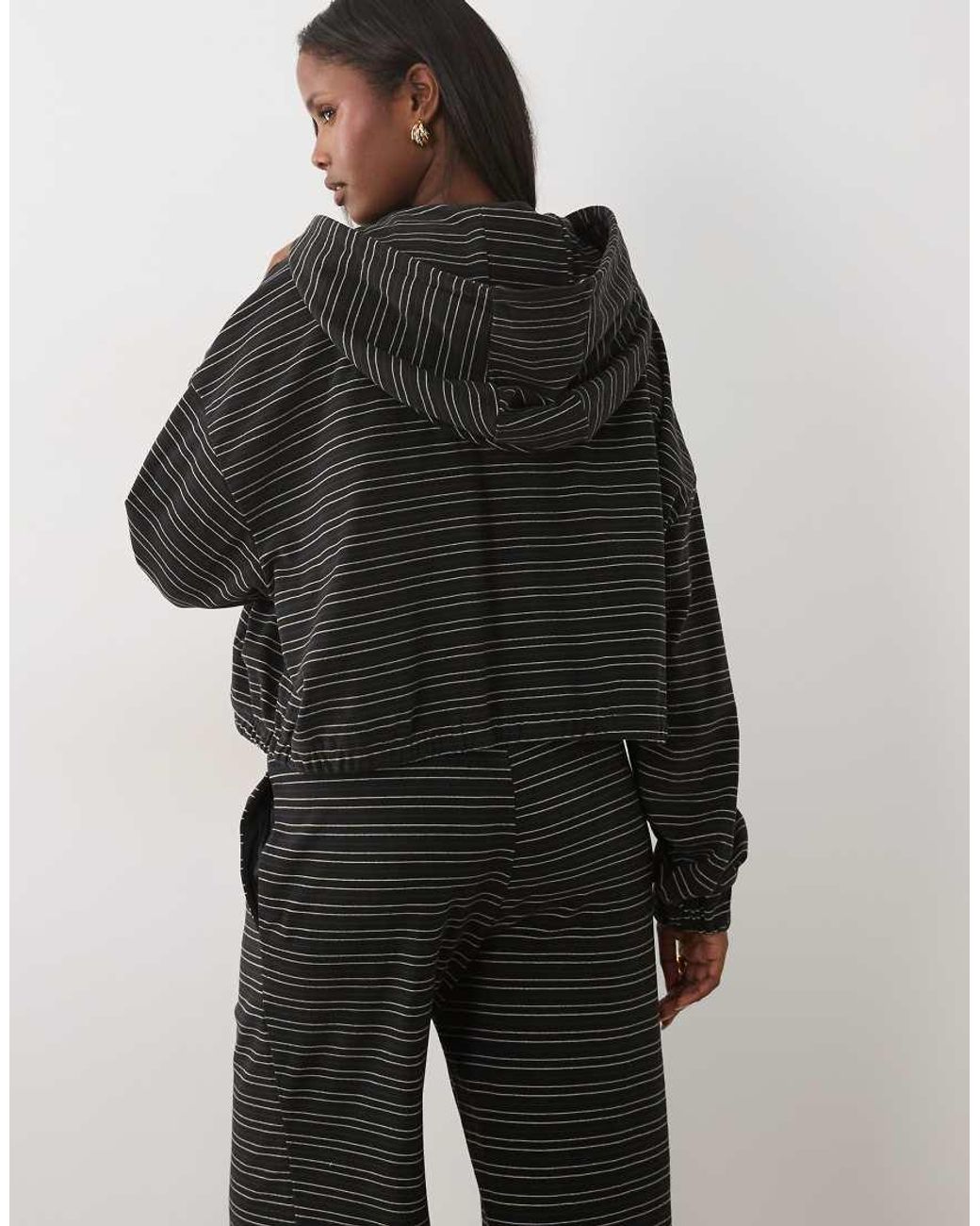 Kaiia Black Jersey Fleece Oversized Zip-through Fleece Hoodie