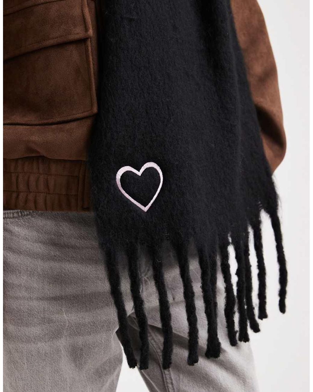 Miss Selfridge Black Knitted Tassel Scarf