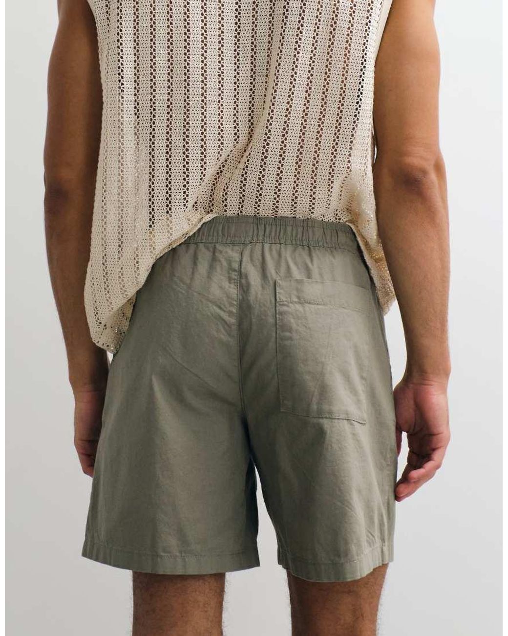 ASOS Natural Wide Linen Blend Shorts for men