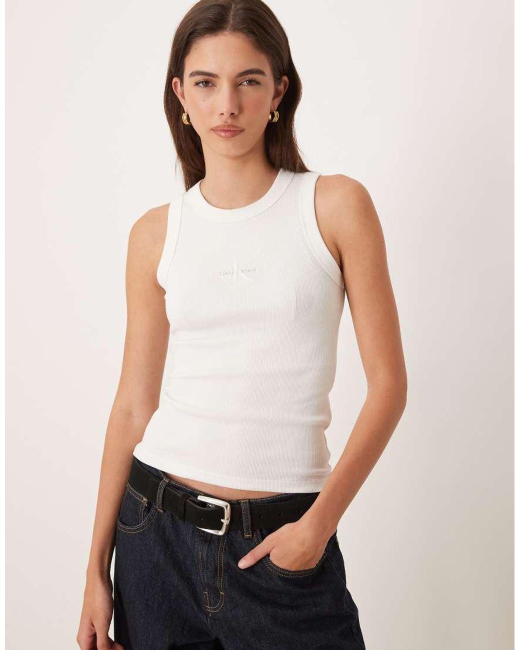 Calvin Klein Natural Monogram Rib Tank