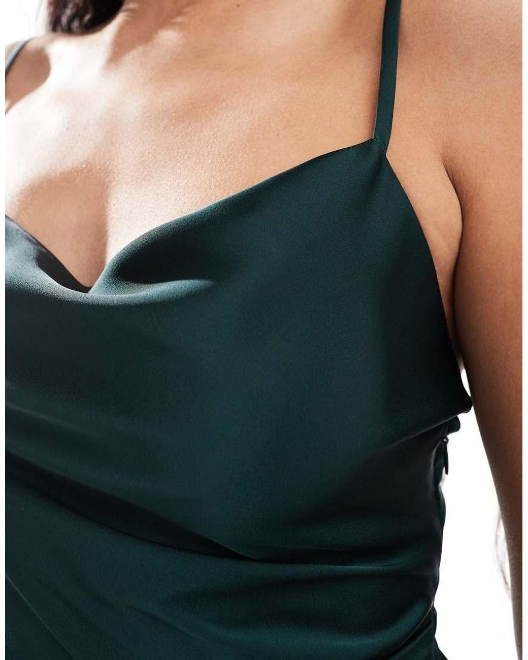 Vila Blue Satin Cowl Neck Cami Maxi Dress