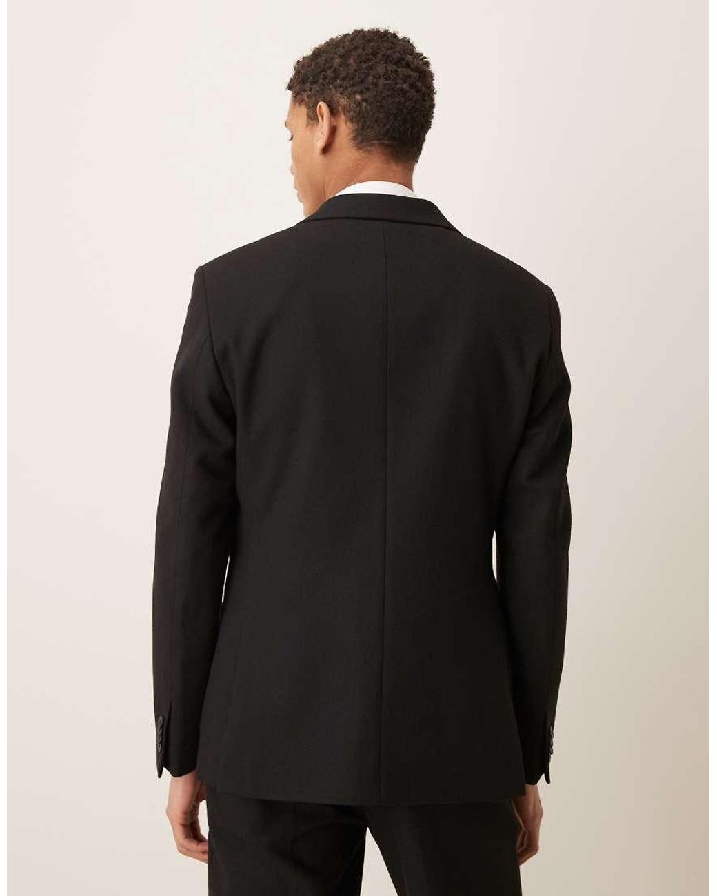 ASOS Black Slim Suit Jacket With Wool for men