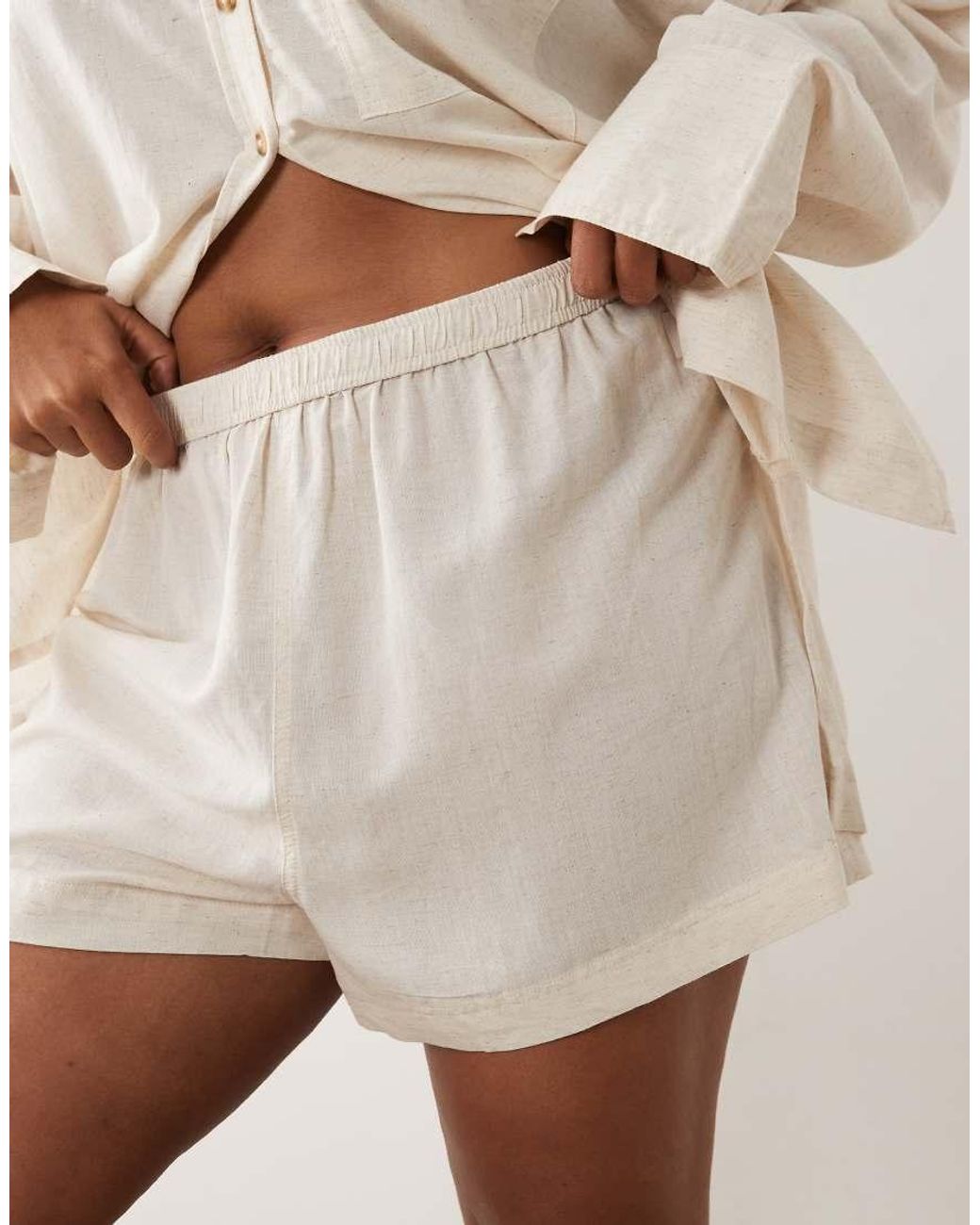 ASOS Natural Asos Design Curve Ipanema Sheer Beach Short With Linen