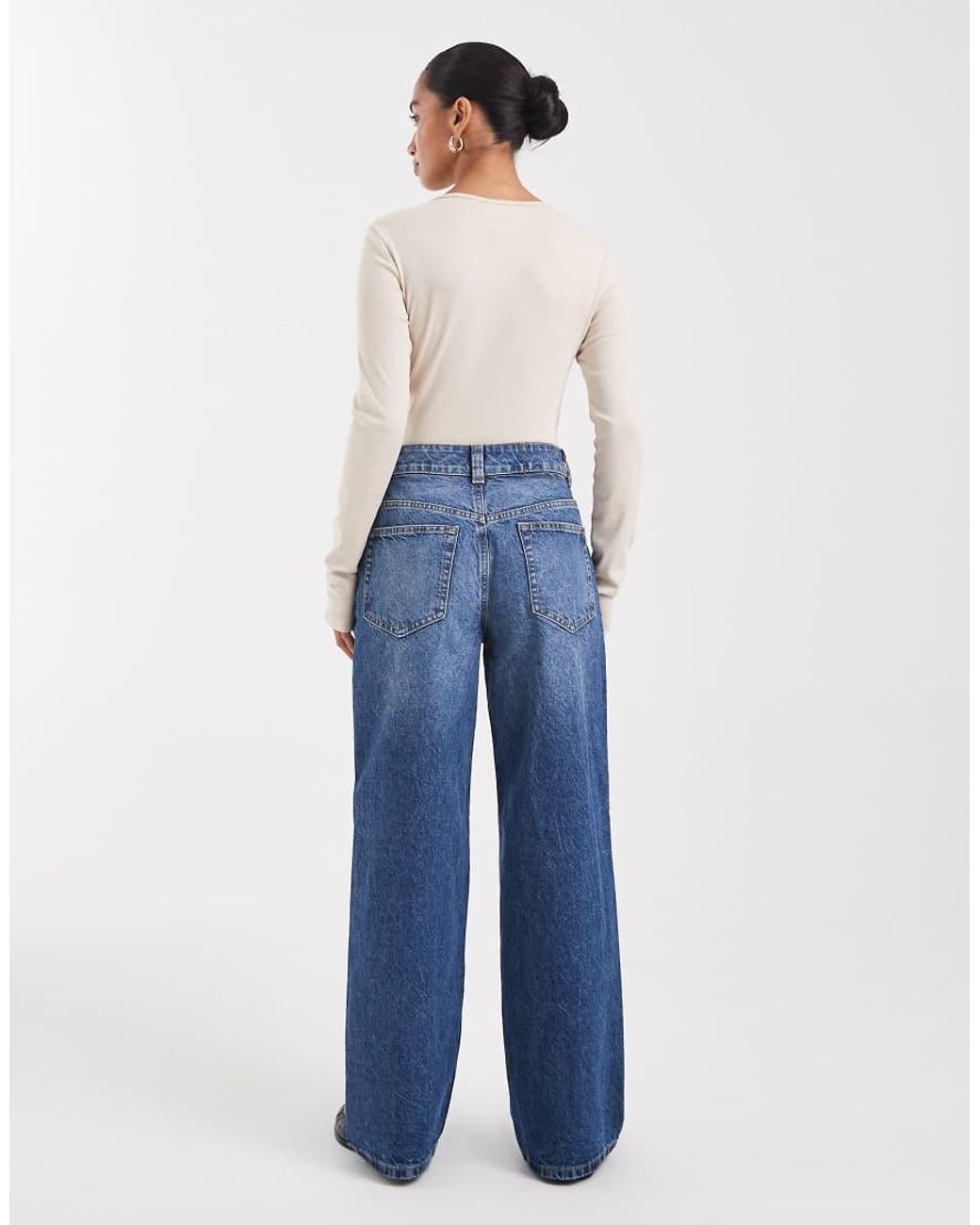 ASOS Blue Asos Design Petite Wide Leg Dad Jean