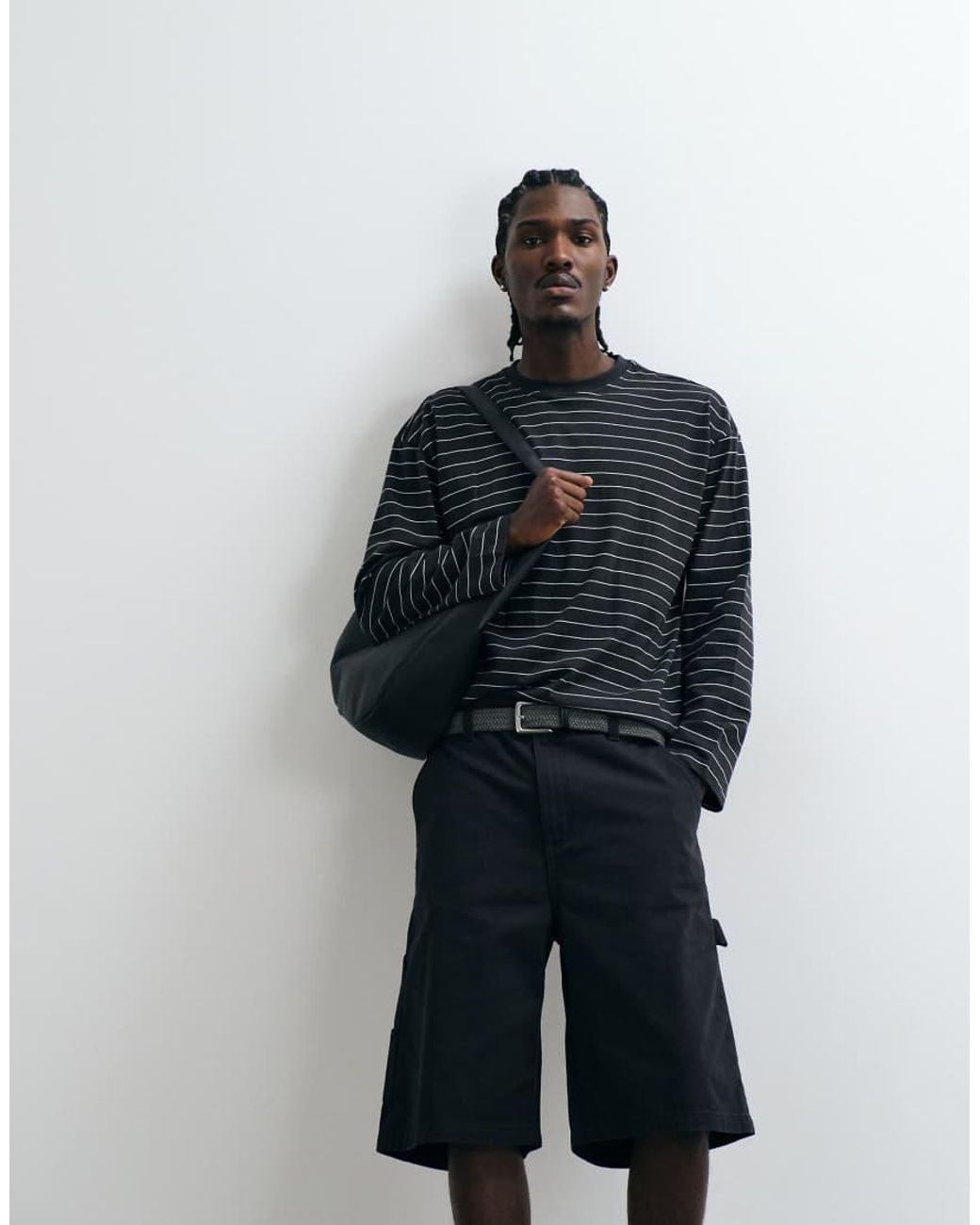 Cotton On Black Super baggy Worker Short for men