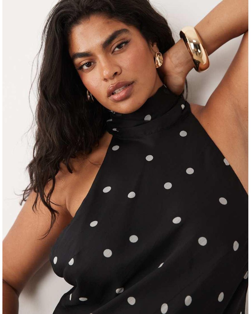 ASOS Black Asos Design Curve Halter Maxi Dress With Scarf Detail And Ruffle Hem