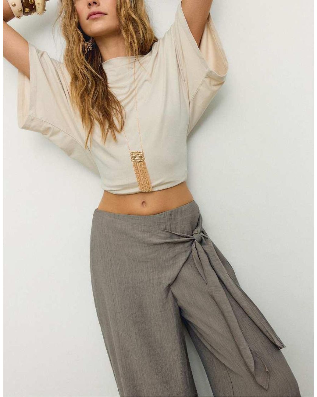 Stradivarius Green Flowing Sarong Trousers