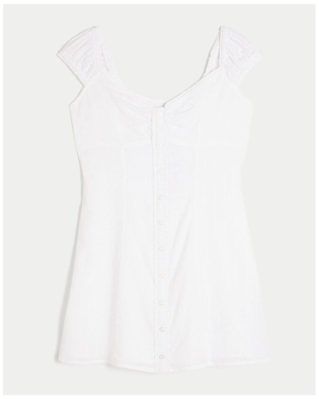Hollister White Tall Cap Sleeve Button Mini Dress