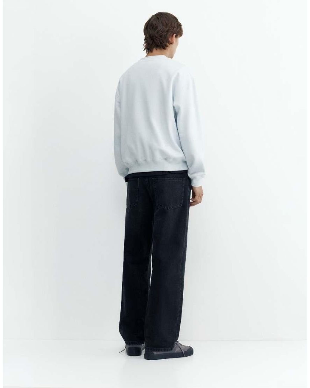 Pull&Bear White Relaxed Fit Sweatshirt for men
