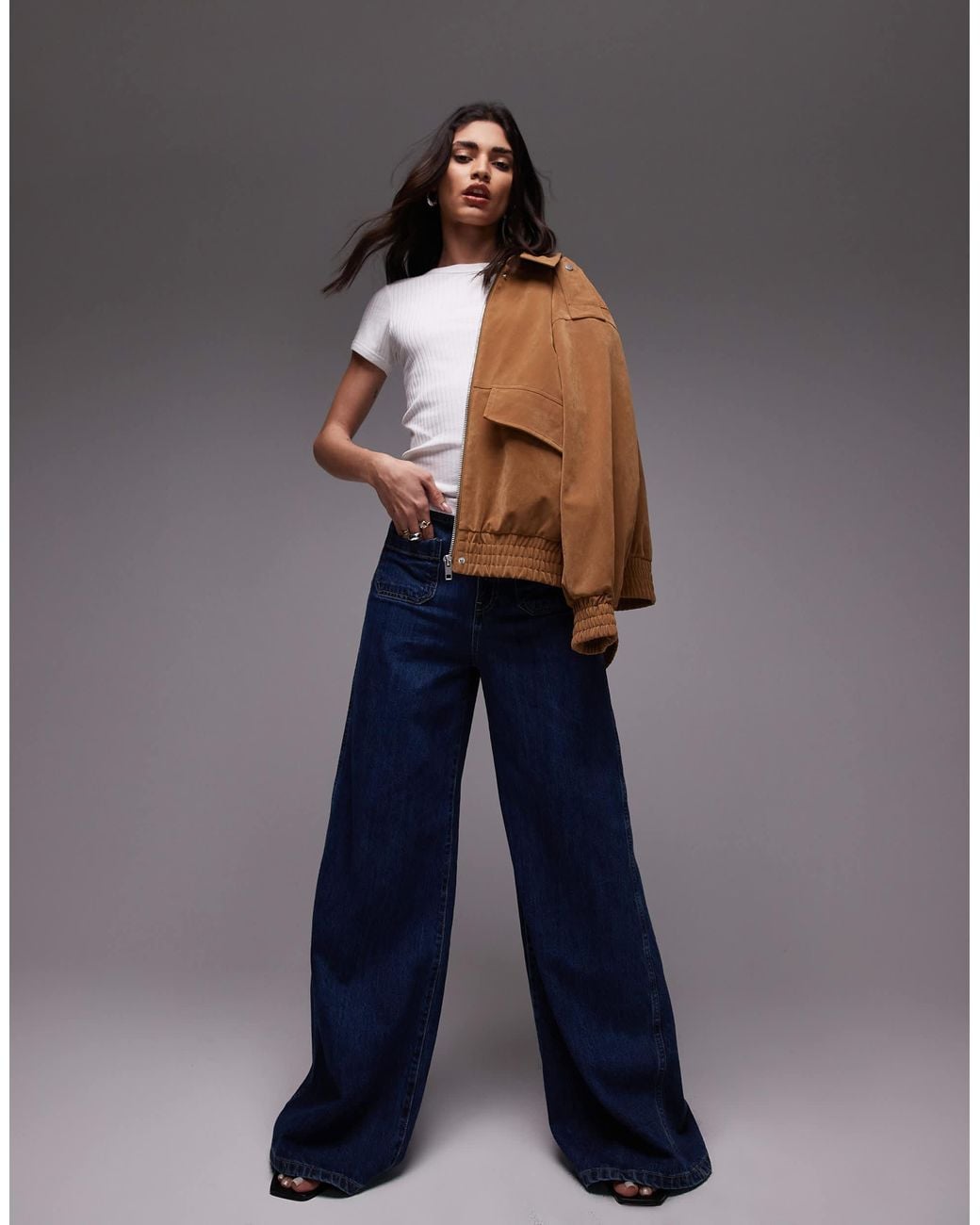 TOPSHOP White Wide Rib Tee