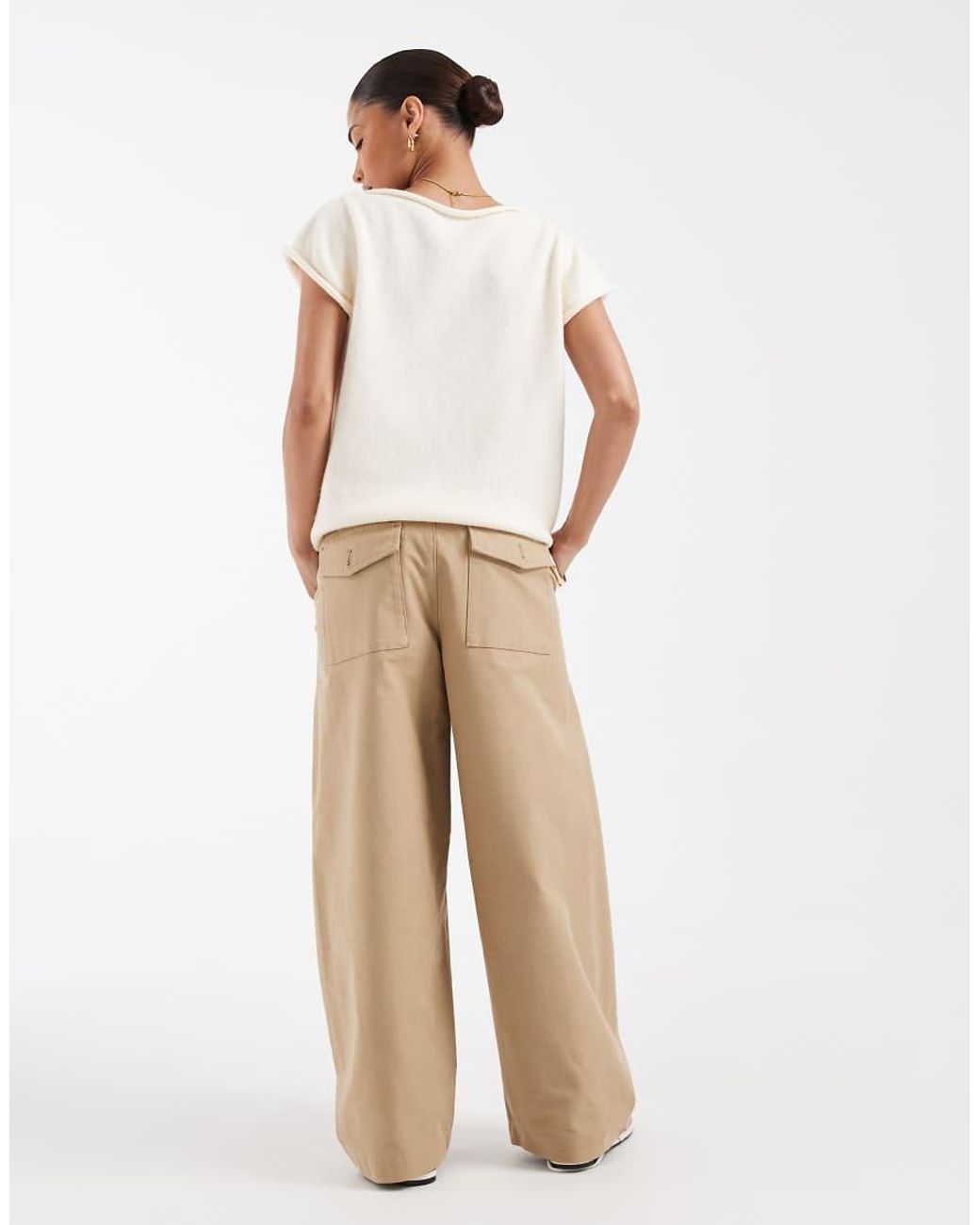 Only Petite Natural Cargo Barrel Trousers