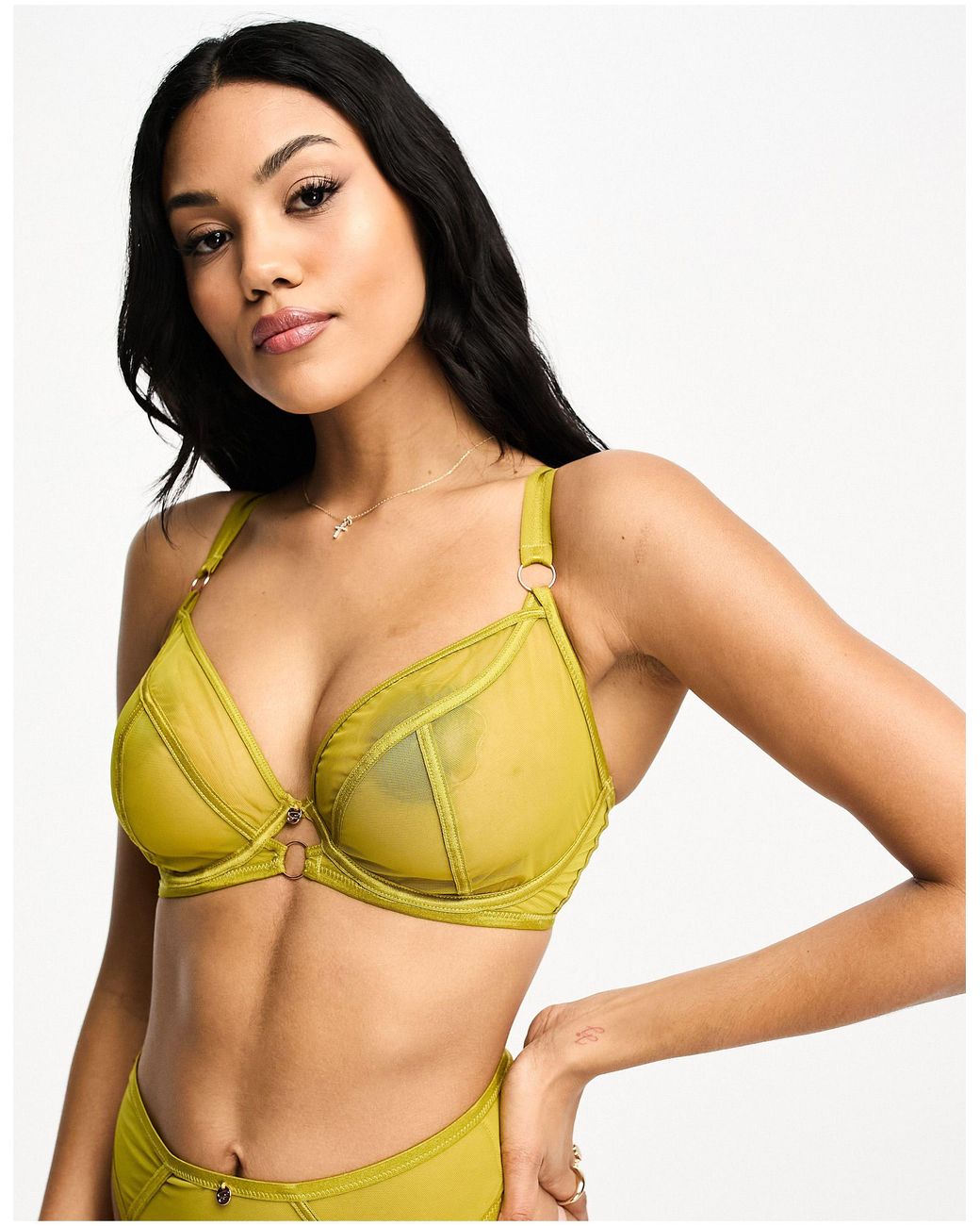Scantilly By Curvy Kate Fuller Bust Exposed Racerback Plunge Bra in Green