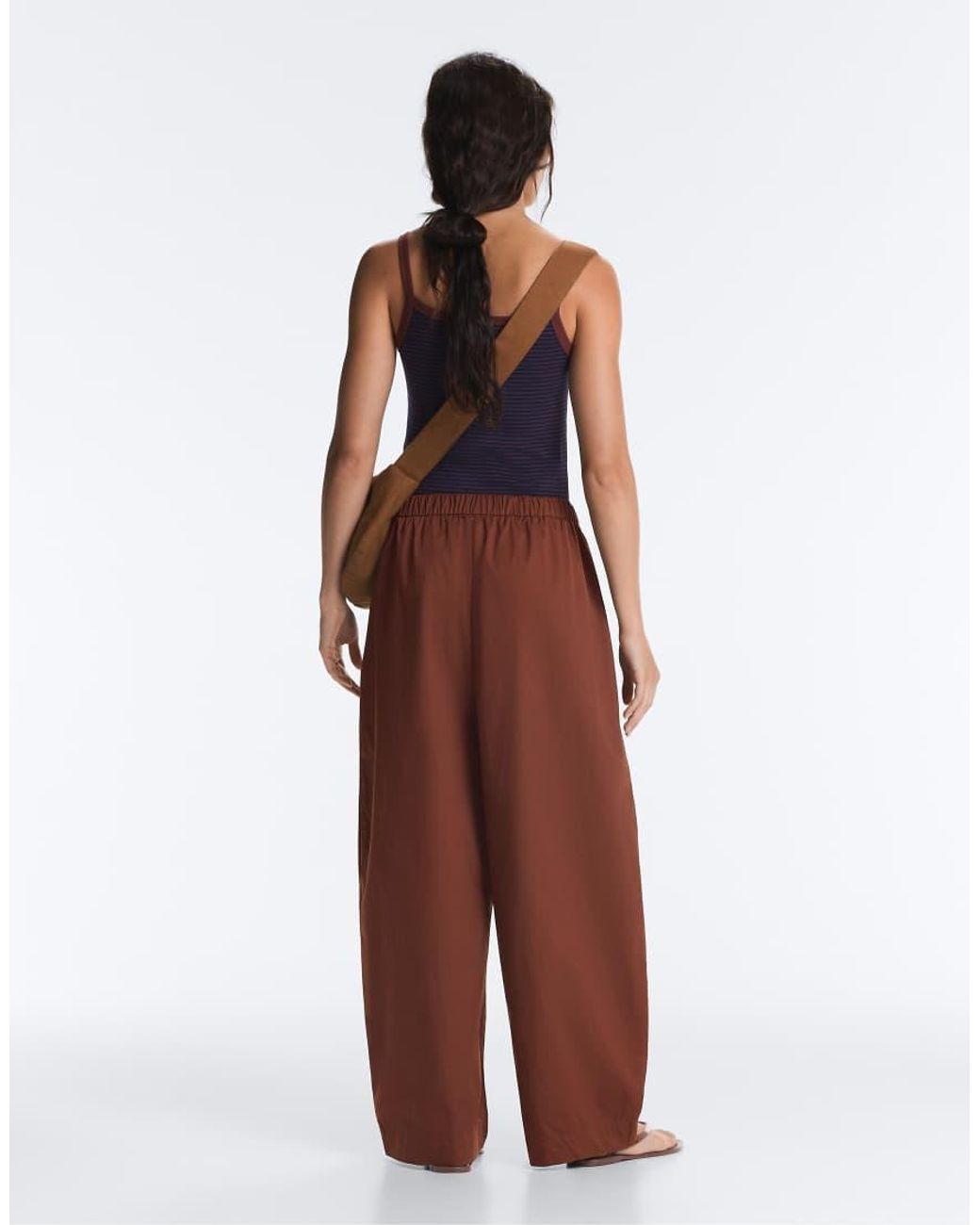 Oysho Brown 100% Cotton Tapered Trousers
