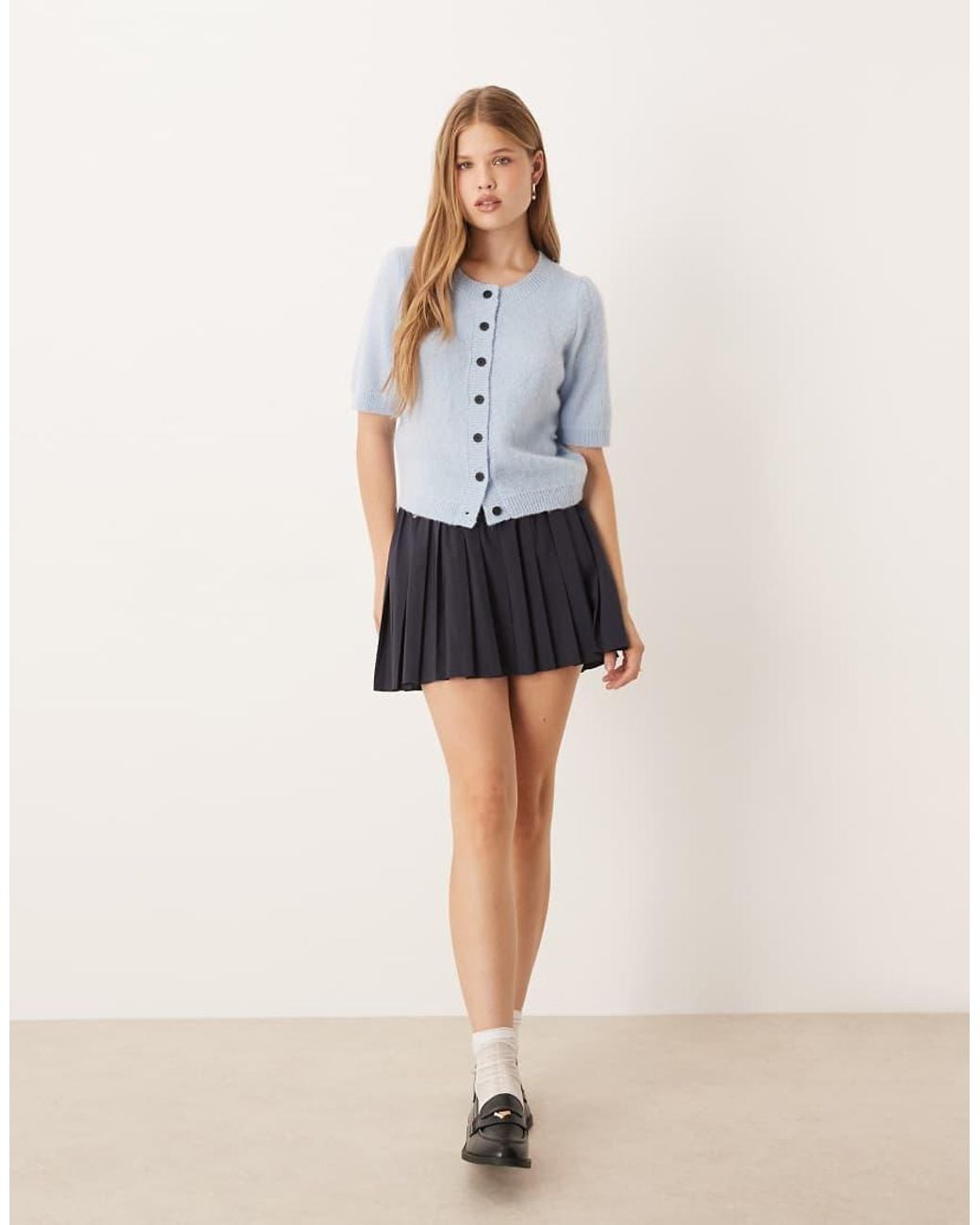 Vrg Grl Blue Tessa Puff Sleeve Cardigan