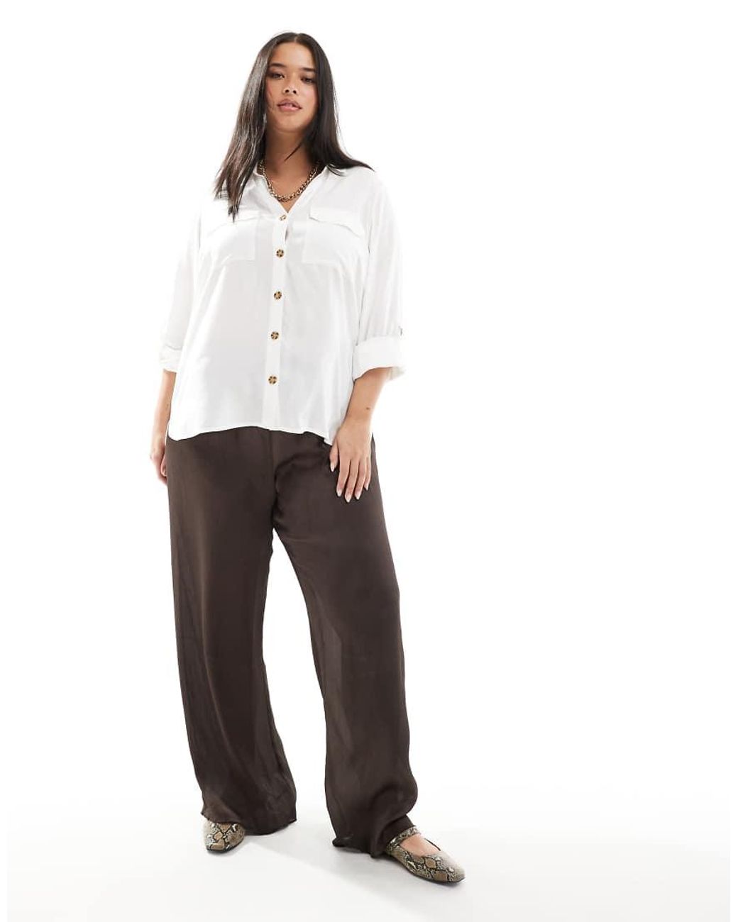 Vero Moda White Button Down Shirt With Pocket Detail