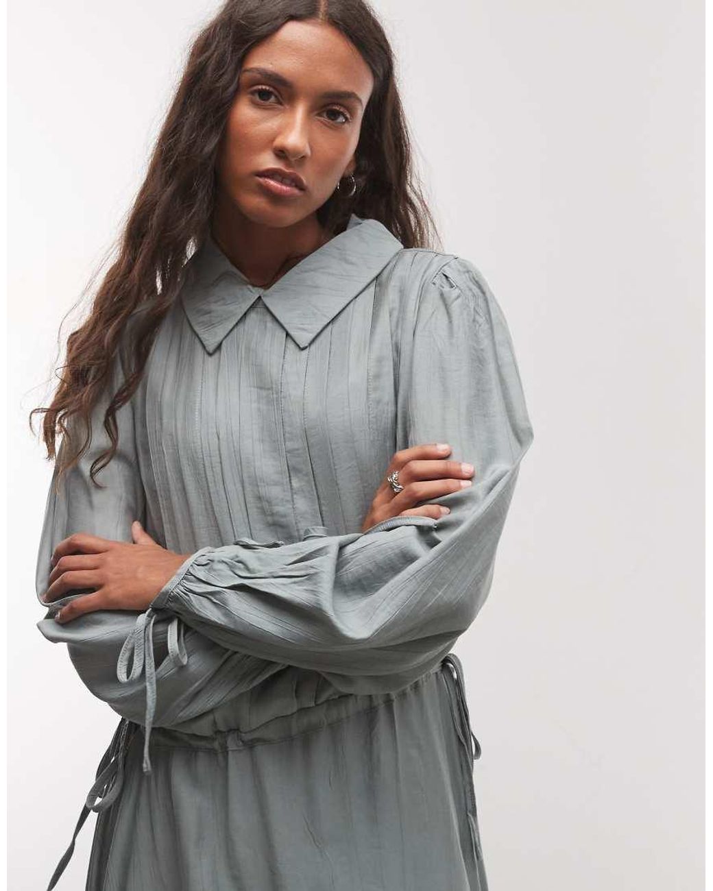 Daisy Street Gray Chuck On Asymmetric Shirt Midaxi Dress