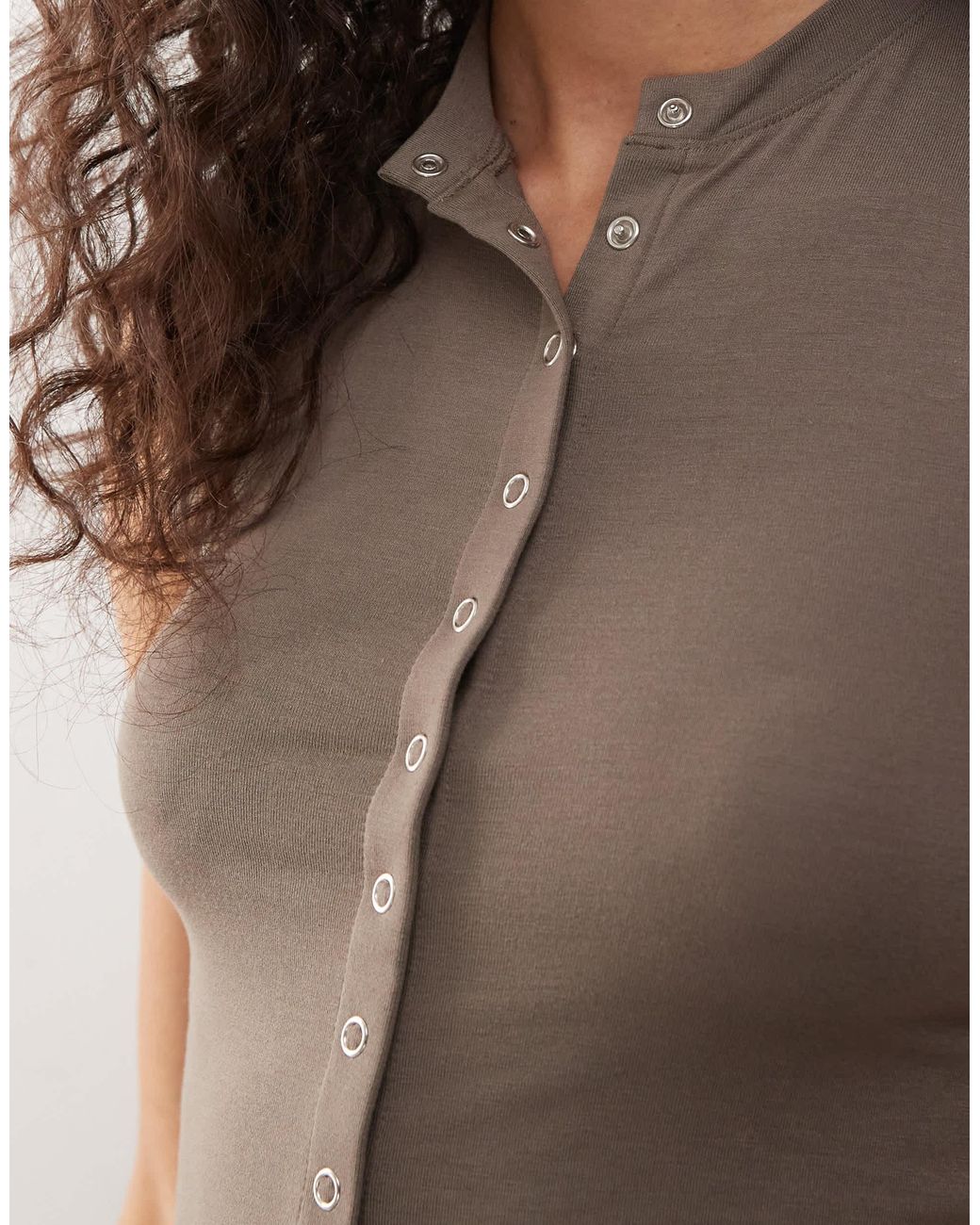 Weekday Brown Button Front Top