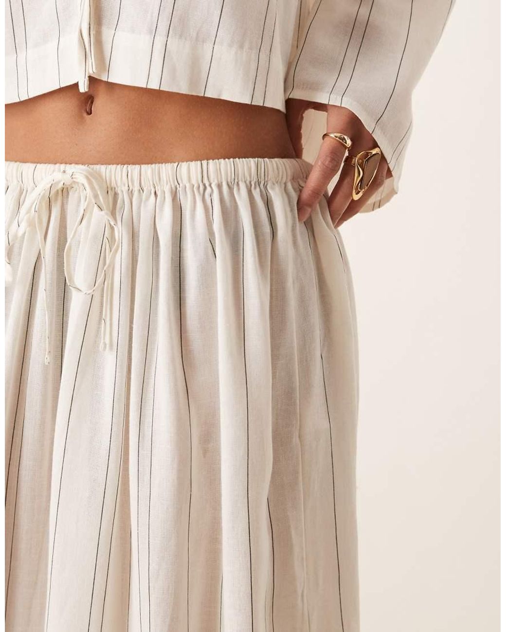 ASOS Natural Belle Linen Blend Beach Skirt
