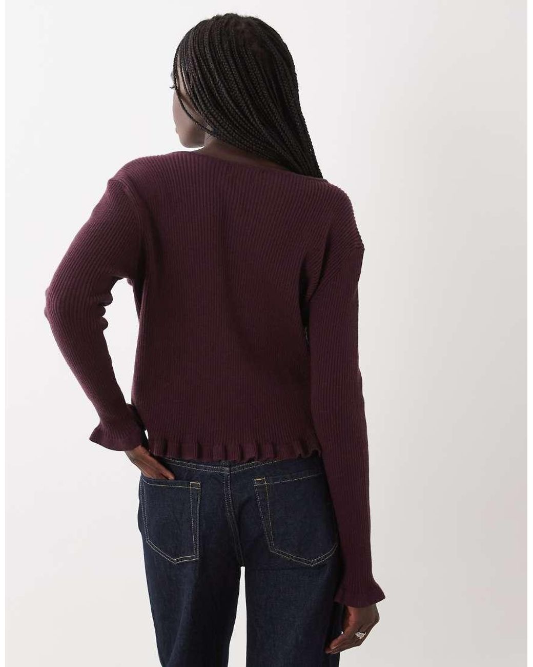Wednesday's Girl Purple Wednesdays Girl Ruffle Edged Cardigan