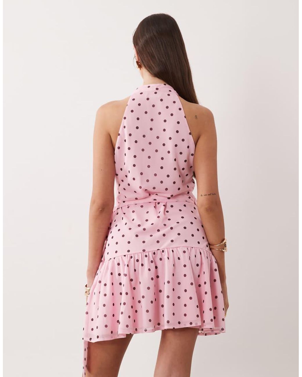Gina Tricot Pink Sheer Wrap Mini Dress