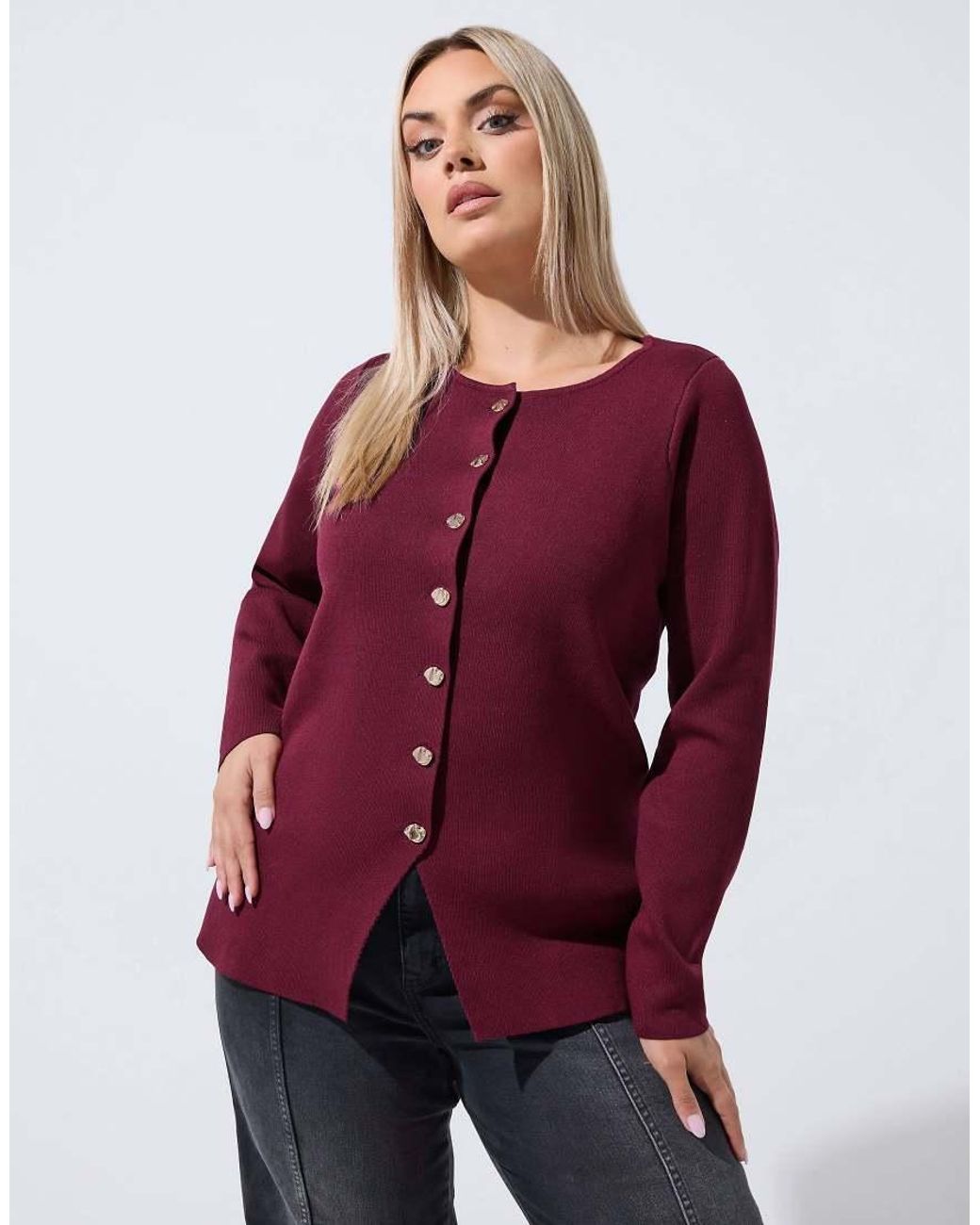 Yours Clothing Red Long Sleeve Knitted Top