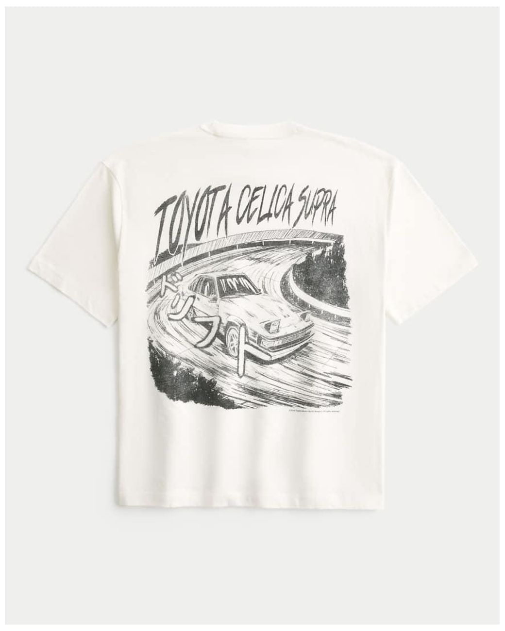 Hollister White Boxy Toyota Celica Supra Graphic Tee for men