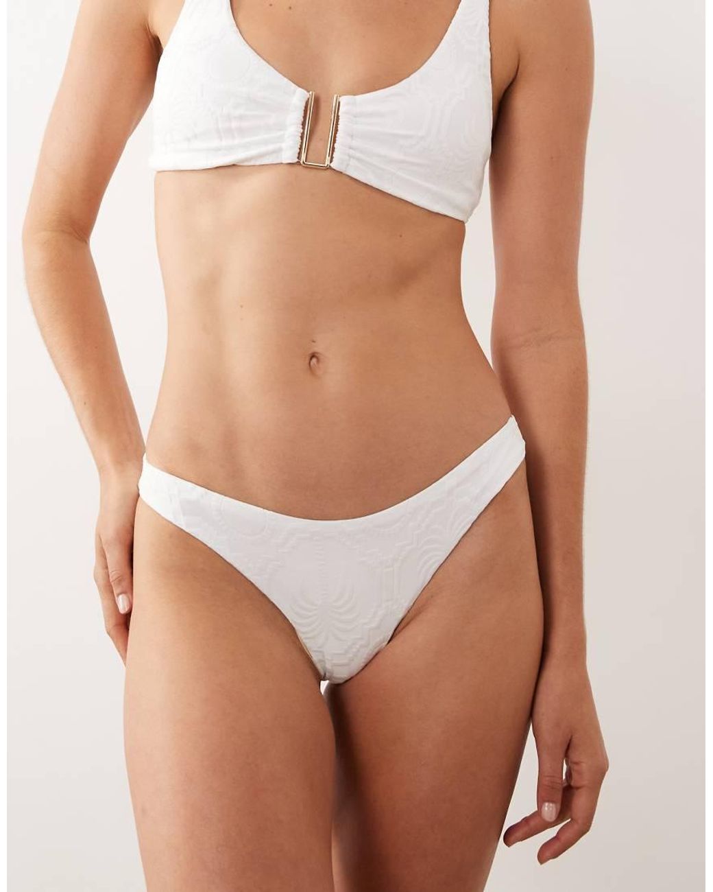 Accessorize White Textured Bikini Bottom