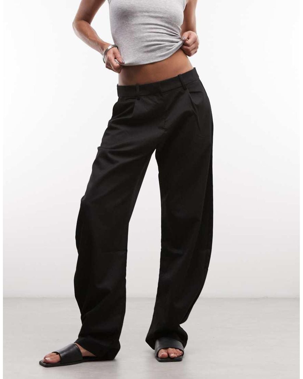 Monki Black Barrel Leg Tailored Trouser