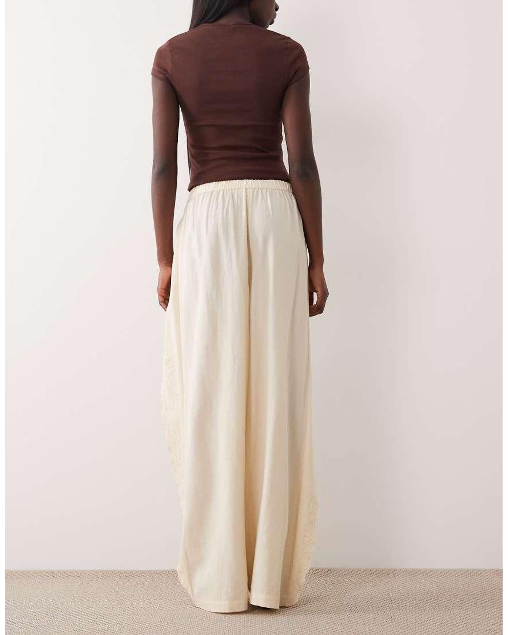 ASOS Natural Embroidered Cutwork Beach Pants