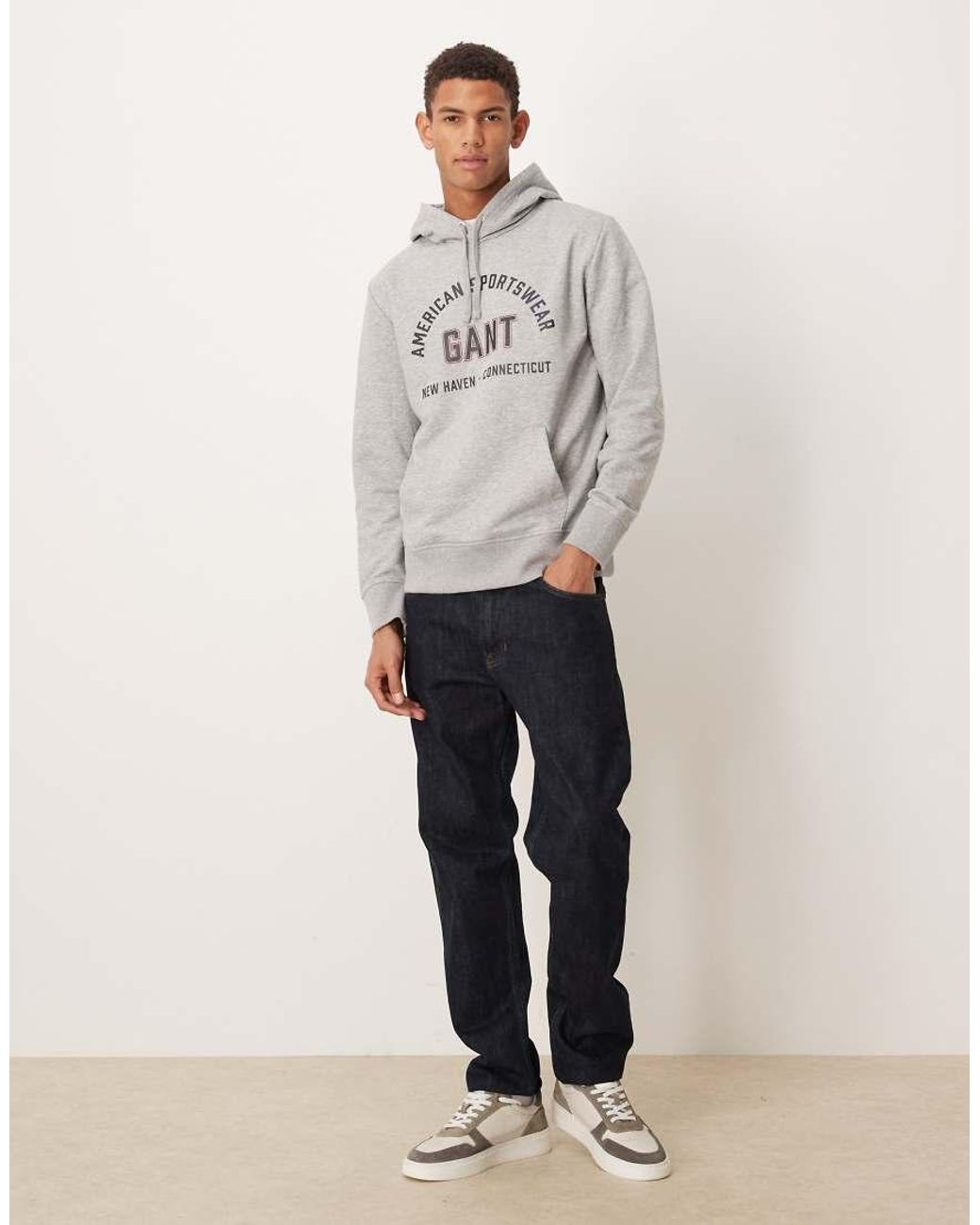 Gant Gray Varsity Logo Print Hoodie for men