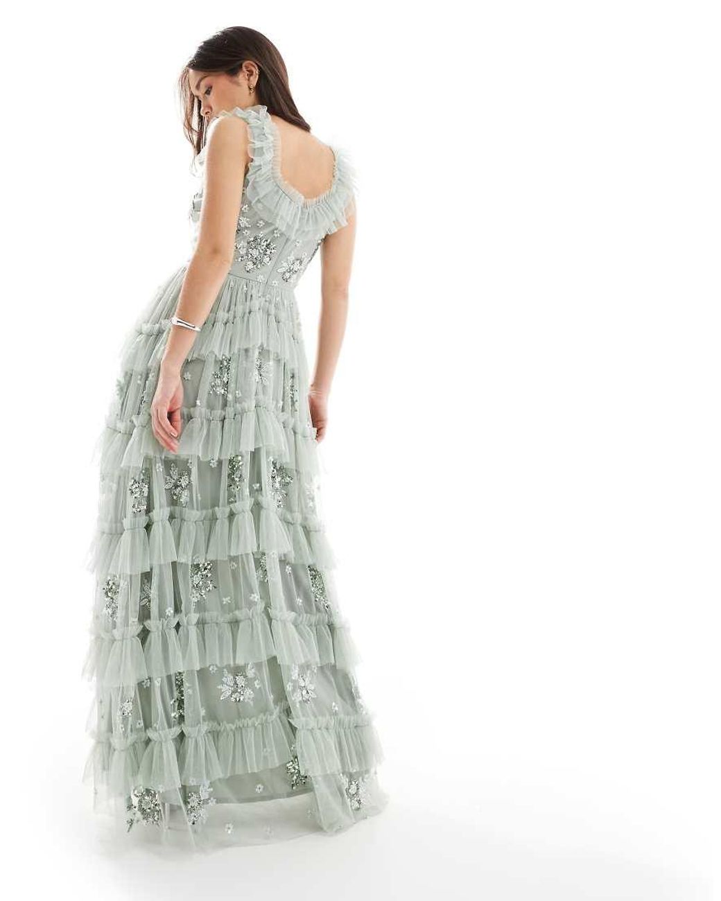 Maya Blue Embellished Sleeveless Maxi Dress