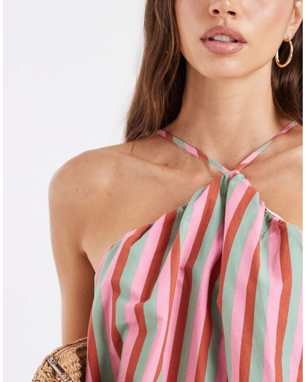 ASOS White Linen Blend Double Layer Halter Sundress