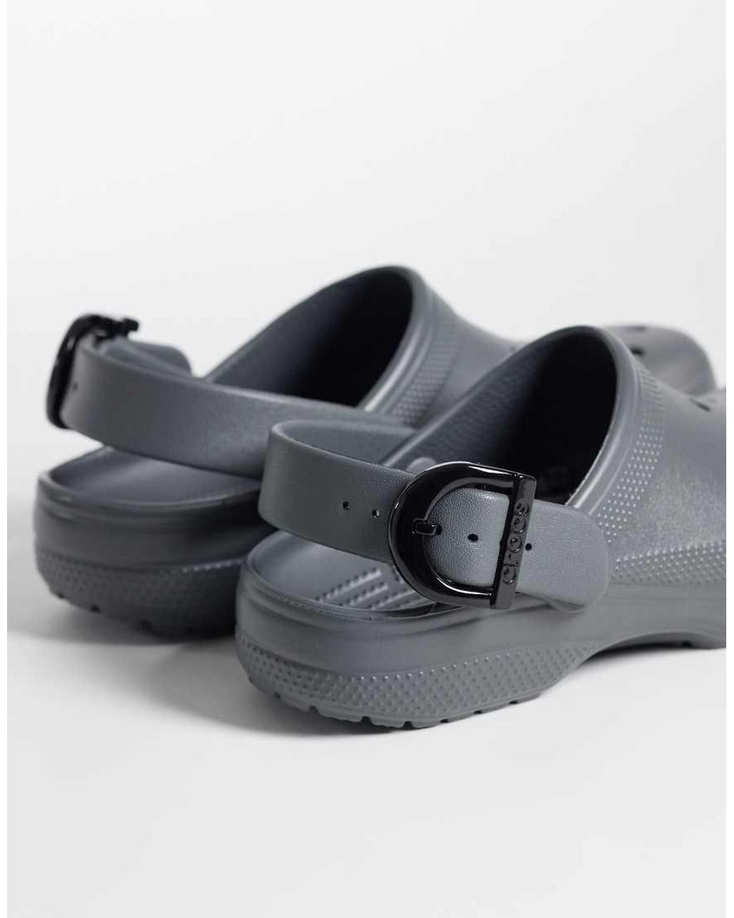 CROCSTM Gray Classic Enamel Buckle Clogs