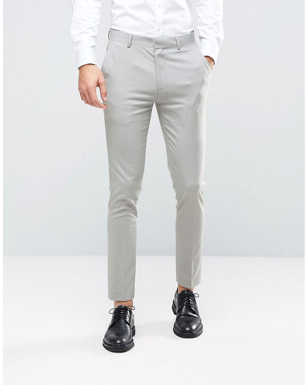 Burton Menswear Burton stretch super skinny fit trousers in light grey   ShopStyle Chinos  Khakis