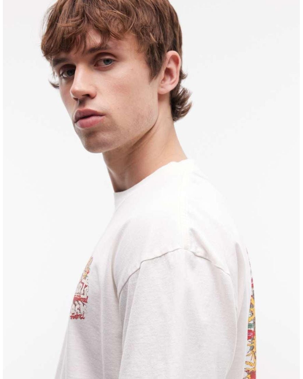 AllSaints White Roque Short Sleeve Graphic Logo T-shirt With Back Print for men