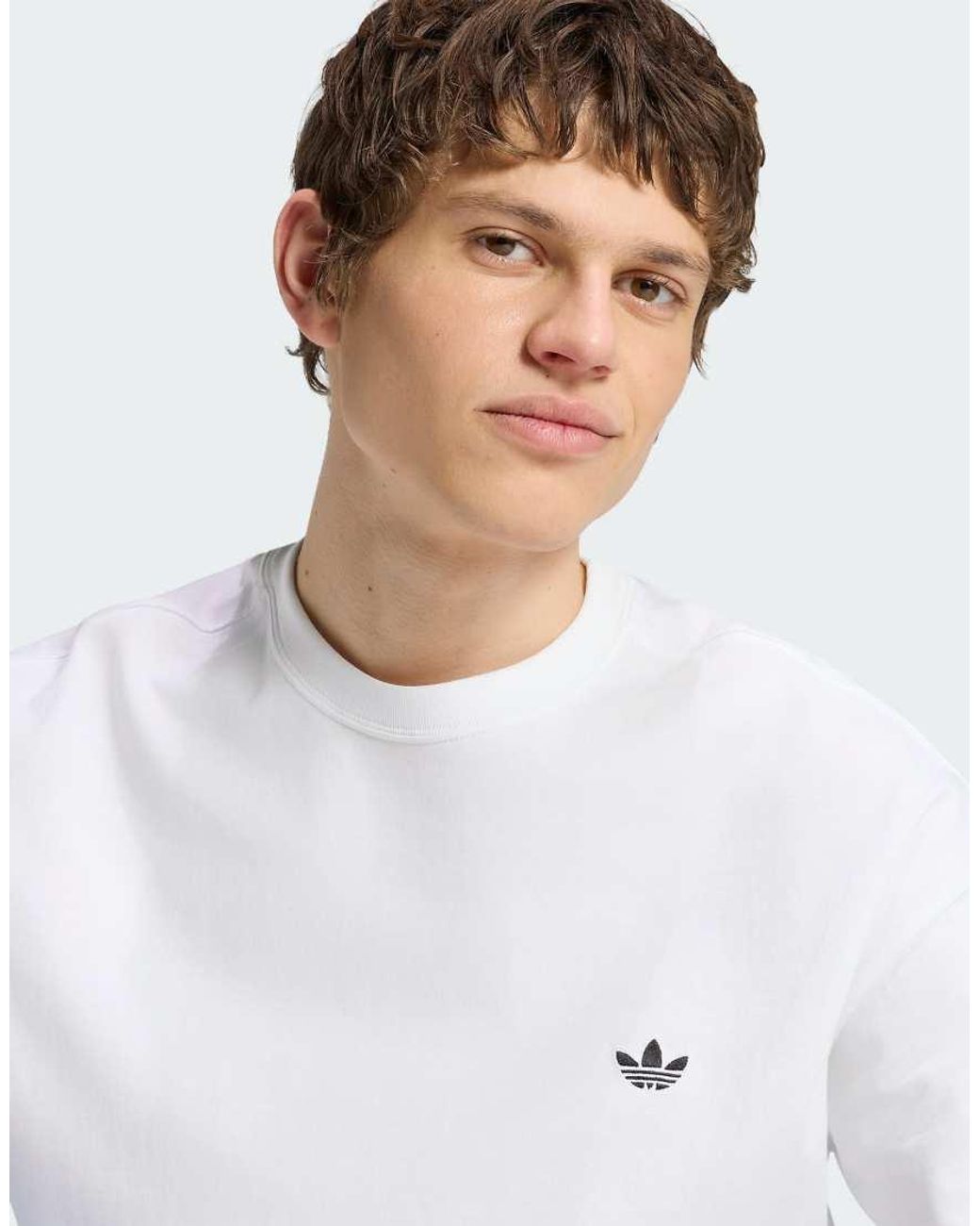 Adidas Originals White Trefoil Essentials Loose Tee for men
