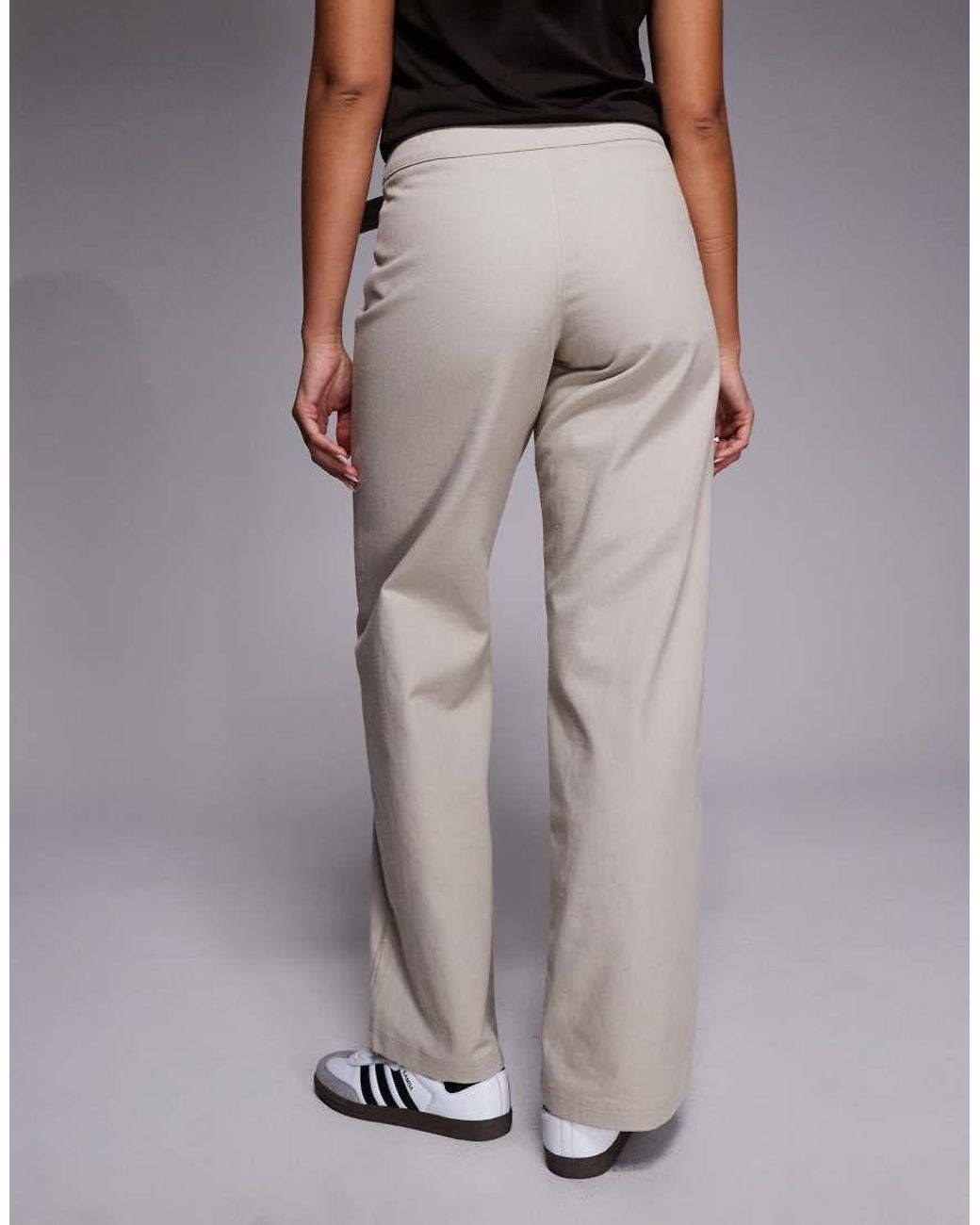 The Frolic Natural Exclusive Cotton Denim Metal Belt Detailing Wide Leg Trouser