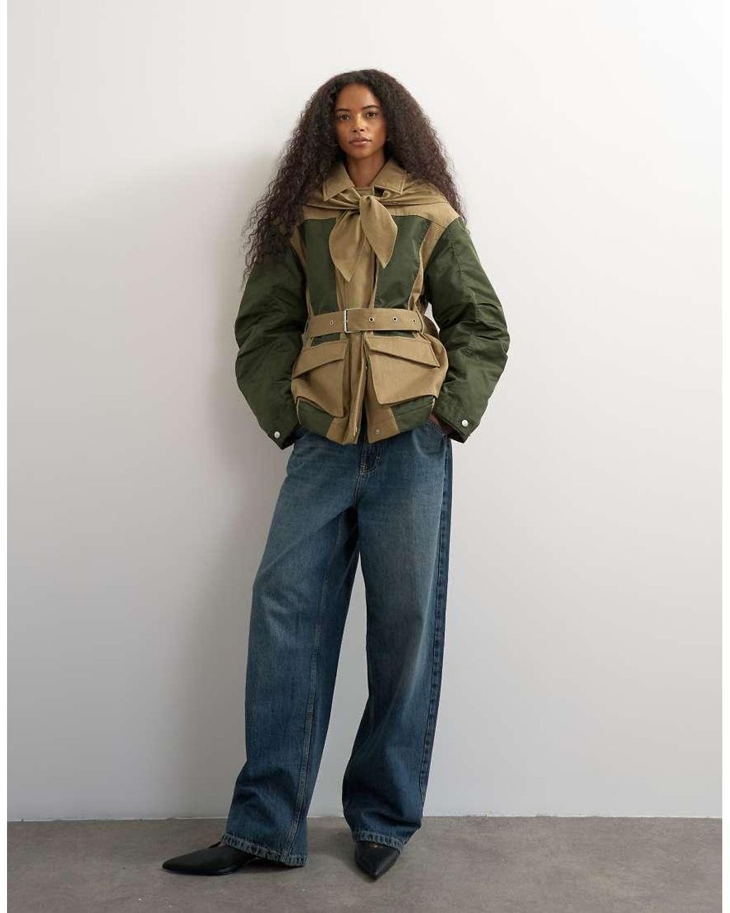 TOPSHOP Green Patch Hybrid Utility Jacket